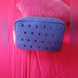 Blue Studded Women's Cosmetic Bag